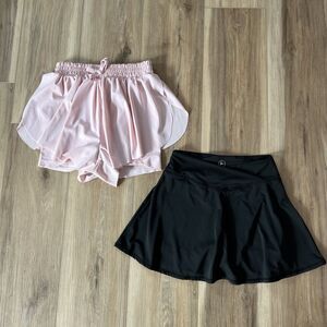 2 Pair Bundle of Pink & Black Girls Athletic Skirts Skorts Shorts Lot sz 10/12